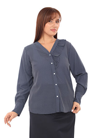 Puantiyeli Büyük Beden Klasik Gömlek