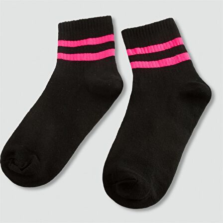 Çizgili Kolej Çorap 8*28 - Siyah