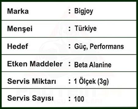Bigjoy Beta Alanine Powder 300 Gr Aromasız