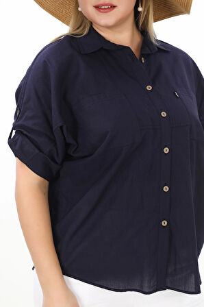 %100 Cotton Yazlık Organik Büyük Beden Kadın Gömlek