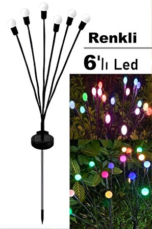 6 Led Renkli Solar Bahçe Işıkları 2 Li Güneş Enerjili Bahçe Peyzaj