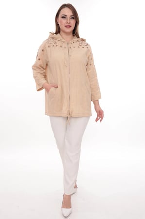 Büyük Beden %100 Cotton Kapüşonlu Hırka – Rahat ve Şık Tasarım - 44462