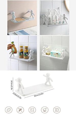 2'li Kendinden Yapışkanlı Craft Banyo Rafı Baharatlık Mutfak Organizer