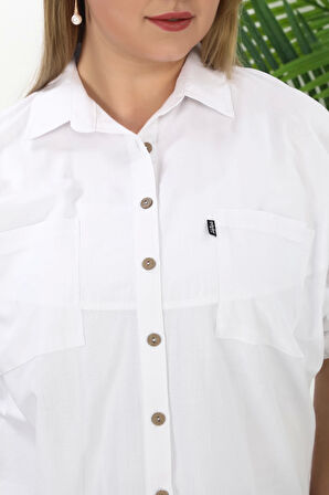 %100 Cotton Yazlık Organik Büyük Beden Kadın Gömlek