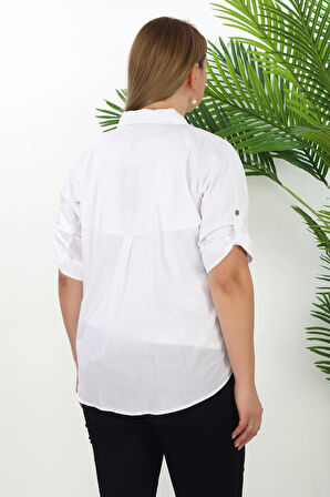 %100 Cotton Yazlık Organik Büyük Beden Kadın Gömlek