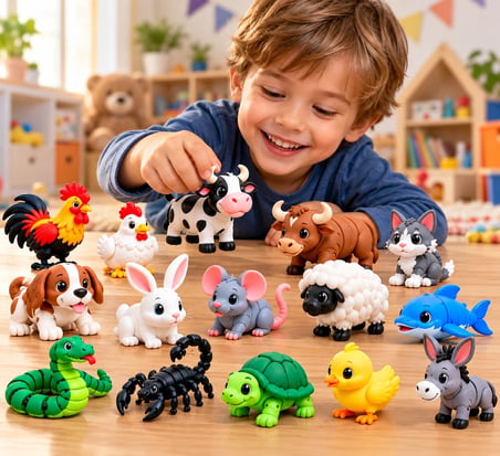 Köy ve Çiftlik Hayvanları 15'li 3D Figür Oyuncak Seti – Hareketli Mini Hayvanlar 5-7 cm