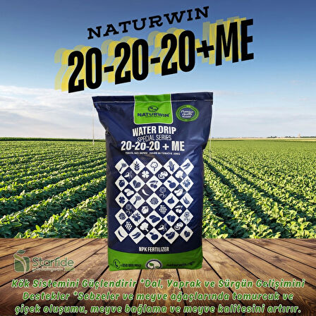 NATURWIN NPK 20-20-20+Me Water Drip Damlama Gübresi 25 Kg.