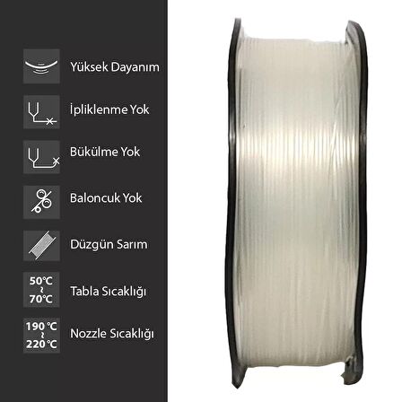 Elas 1.75 Mm Şeffaf Pla Plus Filament 1Kg