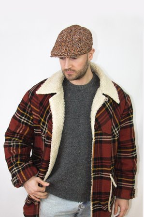 Balık Sırtı Desenli Erkek İngiliz Kasket  7590