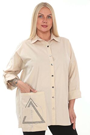 1. Kalite Cotton Büyük Beden Kadın Gömlek