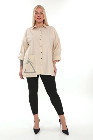 1. Kalite Cotton Büyük Beden Kadın Gömlek