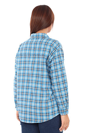 Taşlı Ekose Cepli Büyük Beden Gömlek