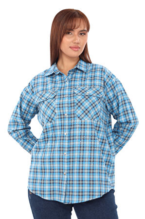 Taşlı Ekose Cepli Büyük Beden Gömlek