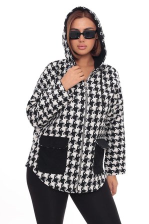 Büyük Beden Kapüşonlu Fermuarlı Sweatshirt Hırka | 44-58 Beden