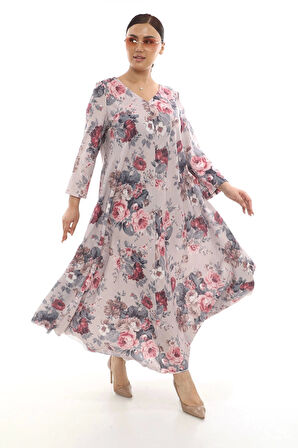 Keten Büyük Beden Kırışmaz Kumaş Kadın Elbise