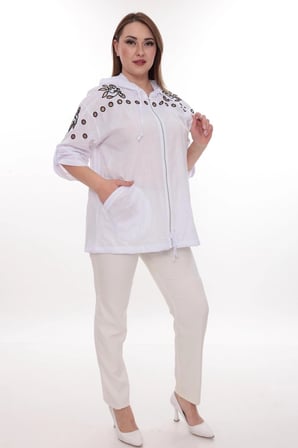 Büyük Beden %100 Cotton Kapüşonlu Hırka – Rahat ve Şık Tasarım - 44462
