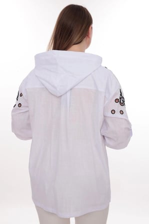 Büyük Beden %100 Cotton Kapüşonlu Hırka – Rahat ve Şık Tasarım - 44462