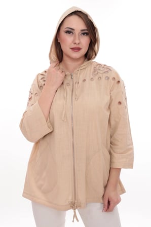 Büyük Beden %100 Cotton Kapüşonlu Hırka – Rahat ve Şık Tasarım - 44462