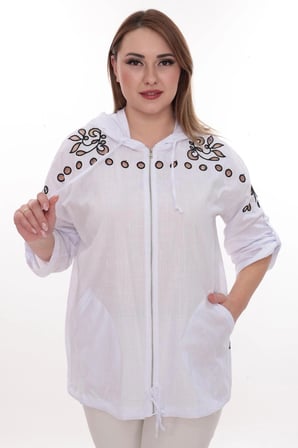 Büyük Beden %100 Cotton Kapüşonlu Hırka – Rahat ve Şık Tasarım - 44462