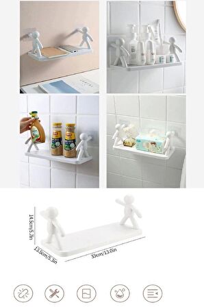 2'li Kendinden Yapışkanlı Craft Banyo Rafı Baharatlık Mutfak Organizer Duvara