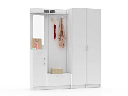 ABRE vm-363437 BEYAZ VESTİYER PORTMANTO AYAKKABILIK