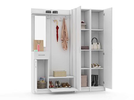 ABRE vm-363437 BEYAZ VESTİYER PORTMANTO AYAKKABILIK