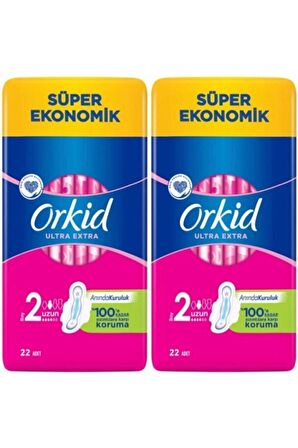 Ultra Extra Uzun 2 Boy Süper Ekonomik 22 Li Ped 2 Li Set