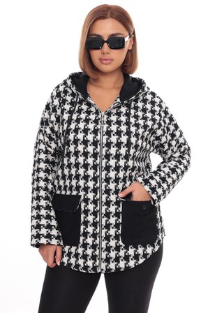 Büyük Beden Kapüşonlu Fermuarlı Sweatshirt Hırka | 44-58 Beden