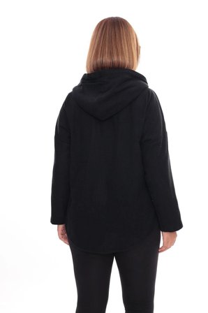 Büyük Beden Kapüşonlu Fermuarlı Sweatshirt Hırka | 44-58 Beden