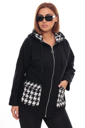 Büyük Beden Kapüşonlu Fermuarlı Sweatshirt Hırka | 44-58 Beden