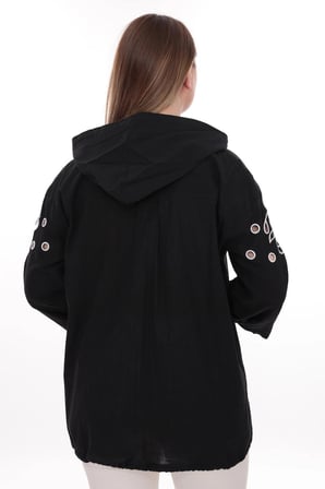 Büyük Beden %100 Cotton Kapüşonlu Hırka – Rahat ve Şık Tasarım - 44462