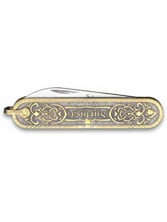 Sürbisa Pirinç İşlemeli Çakı Bıçağı (Tek Bıçaklı) 61803 5.5 cm