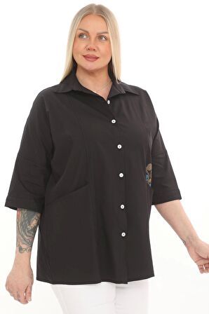 Büyük Beden Cepli Cotton Gömlek
