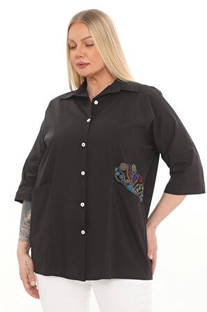 Büyük Beden Cepli Cotton Gömlek