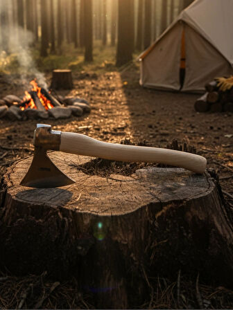 Survival El Baltası - Kısa Saplı Kamp Baltası - Yüksek Karbon Çelik Outdoor