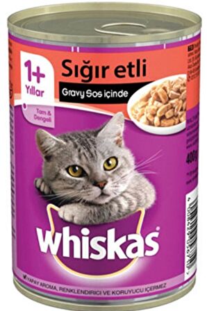 Whiskas Sığır Etli 400 gr 12'li Yetişkin Kedi Konservesi