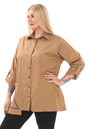 1. Kalite Cotton Büyük Beden Kadın Gömlek