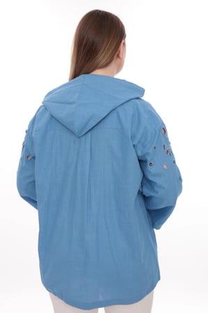 Büyük Beden %100 Cotton Kapüşonlu Hırka – Rahat ve Şık Tasarım - 44462