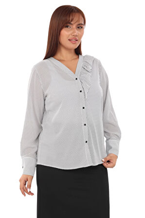 Puantiyeli Büyük Beden Klasik Gömlek