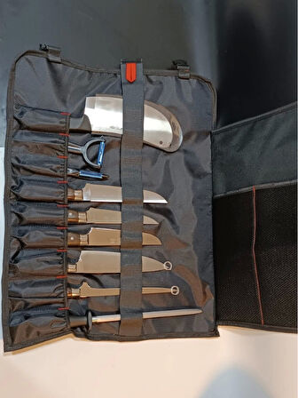 Sürbisa Büyük Boy Profesyonel Bıçak Taşıma Çantası – 12 Bölmeli, 59x46 cm