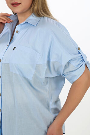 %100 Cotton Yazlık Organik Büyük Beden Kadın Gömlek