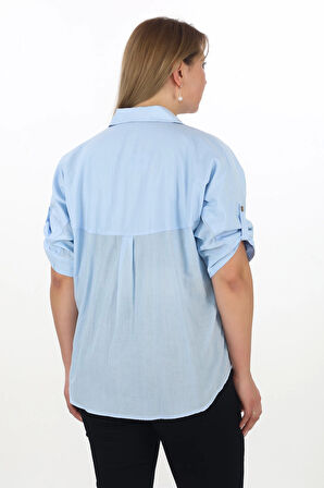 %100 Cotton Yazlık Organik Büyük Beden Kadın Gömlek