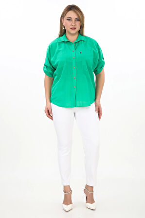 %100 Cotton Yazlık Organik Büyük Beden Kadın Gömlek