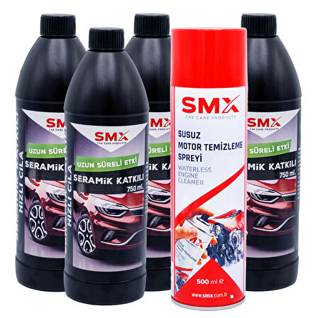 Seramik Katkılı Hızlı ve Pratik Cila 4 Adet 750ml.+ Susuz Motor Temizleme Spreyi 500 Ml