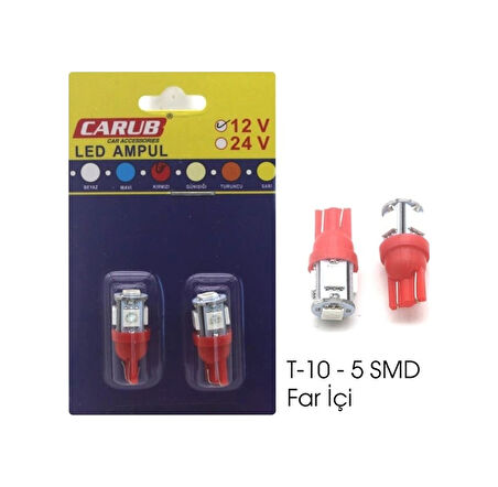 Ampul 12v T-10 5led Smd Fariçi Kırmızı