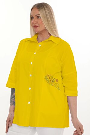 Büyük Beden Cepli Cotton Gömlek