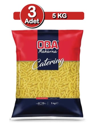 Oba Fiyonk Makarna 5 Kg X 3 Adet | Uzun Süreli Stok Paketi