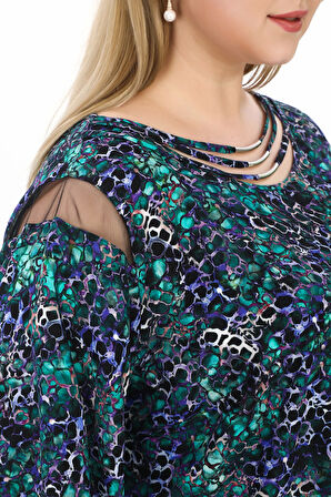 %100 Viskon Büyük Beden Kadın Bluz - 44422