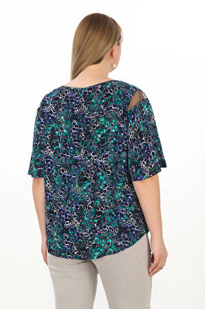 %100 Viskon Büyük Beden Kadın Bluz - 44422