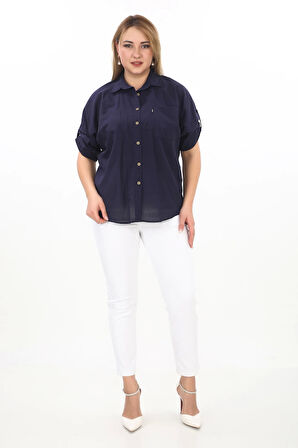%100 Cotton Yazlık Organik Büyük Beden Kadın Gömlek